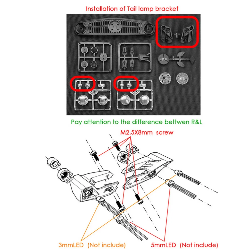 Peças do Carro Conjunto para 1 Grade Dianteira Transformar Luzes Traseiras Capa - 10 Axial Scx10 ii Umg10 4x4 6x6 rc Acessórios 16 Grade dianteira transformar luzes traseiras capa conjunto