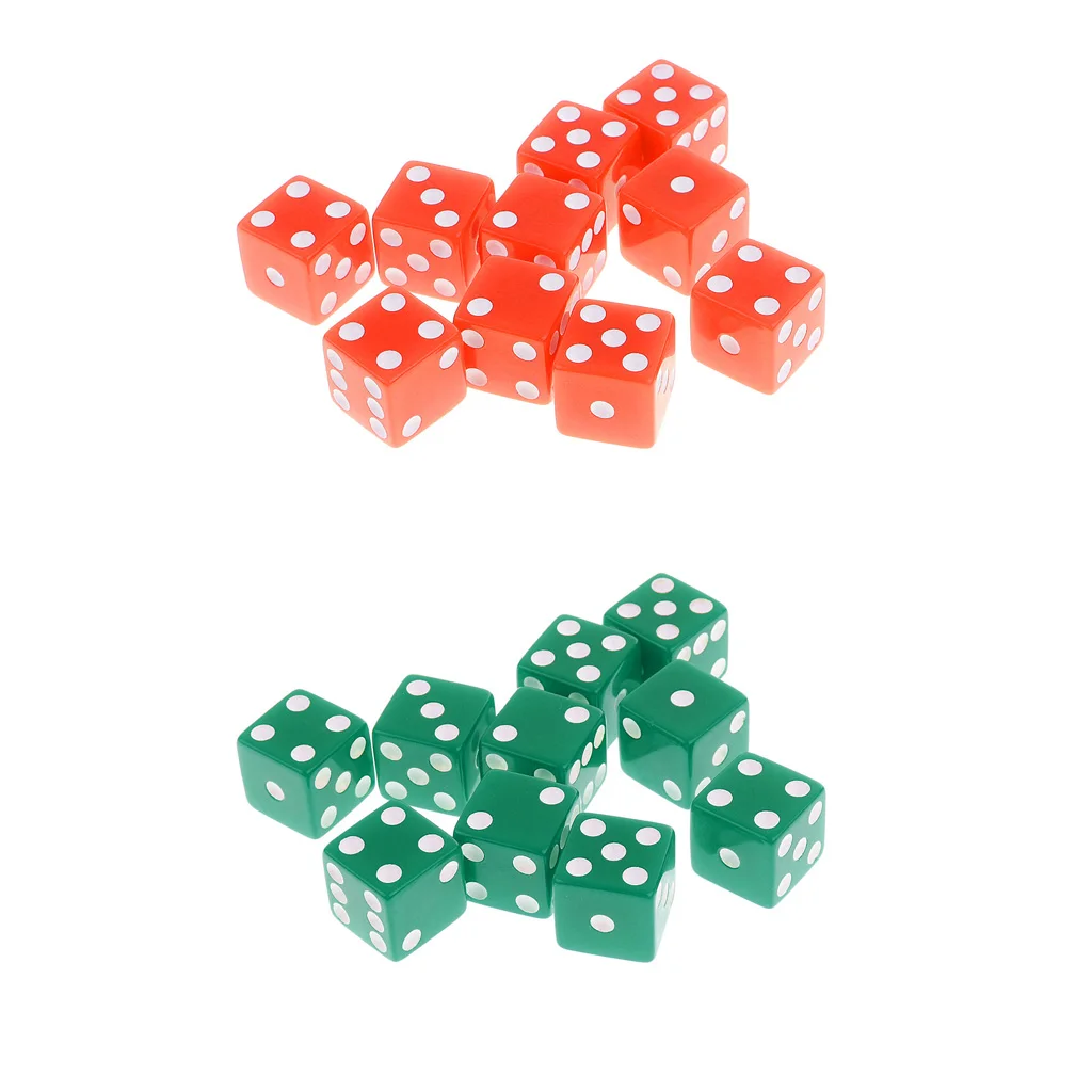 20Pcs 16mm D6 6 Sided Dices White Dotted for DND TRPG MTG Party Fun Toy Gift