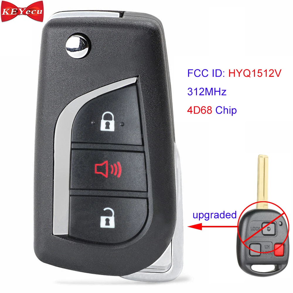 

KEYECU for Lexus GX470 2003-2009 Upgraded Remote Car Key Fob FCC ID: HYQ1512V 312MHz 4D68 Chip