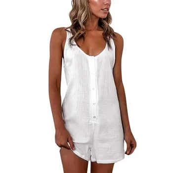 

Summer Rompers Womens Jumpsuit Sexy V Neck Sleeveless Playsuits Casual Solid Bodysuit Beach Overall