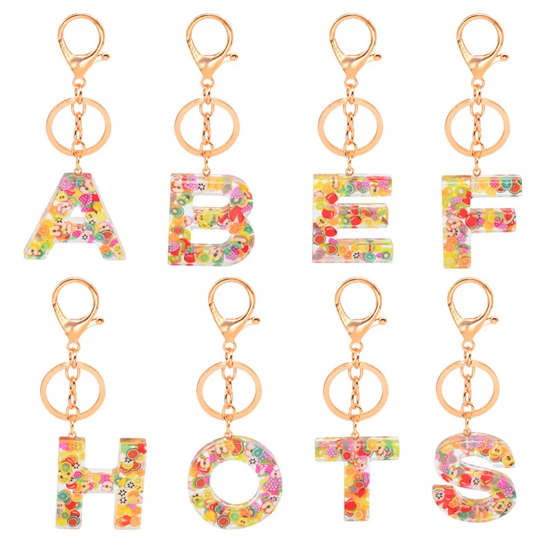 Alphabet Fruits Keyring A-Z Uppercase Letters Key Ring Multicolor Key Chain A-Z 
