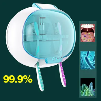 

UV Toothbrush Sanitizer Toothbrush Holder Wall Mounted Toothbrush Organizer 2 Toothbrush Head Sterilizer Holder