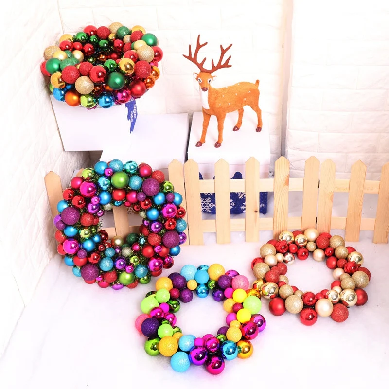 Christmas Sparkling Ball Decorative Wreath Front Door Hanging Garland Christmas Decorations For Home Ornaments Random Type