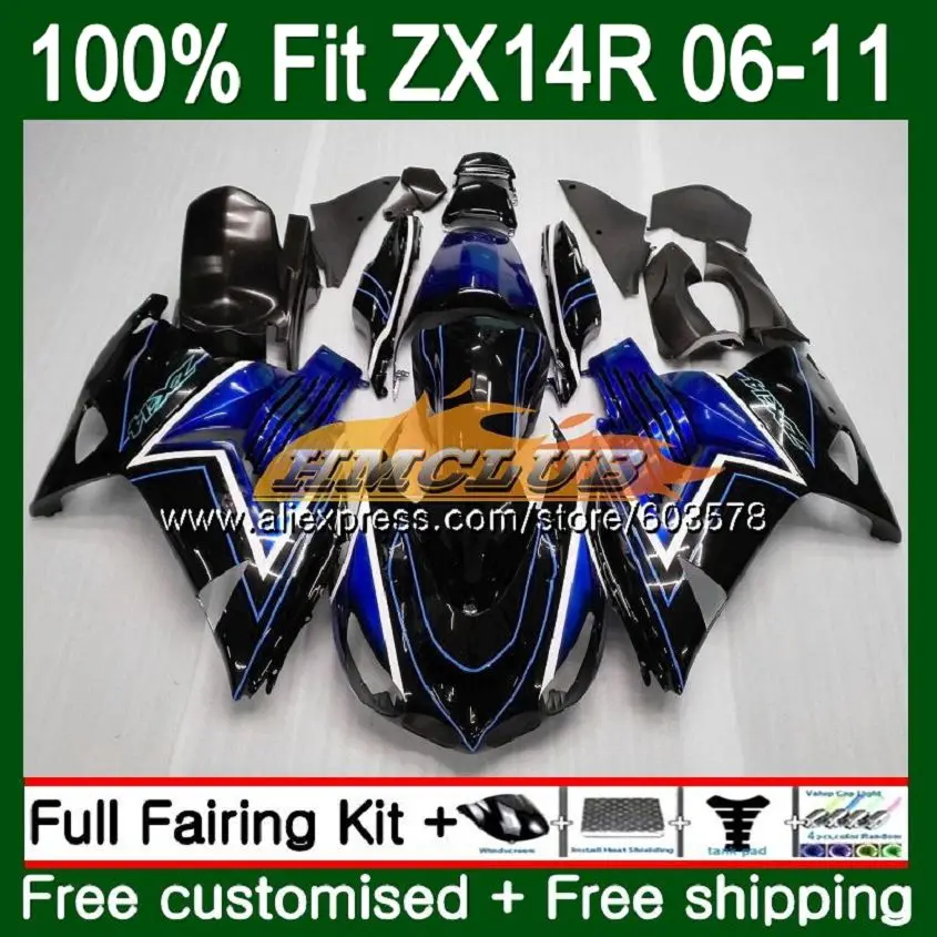 Инъекции для KAWASAKI ZZR1400 ZX14R 06 07 08 09 10 11 цвет синий, черный; большие размеры 113CL. 27 ZX 14R ZX-14R 2006 2007 2008 2009 2010 2011 обтекатель - Цвет: No. 1