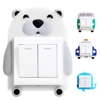 

Wall Stickers For Kids Rooms Cover Cartoon Room Decor 3D Wall Silicone On-off Switch Luminous Light Switch Outlet Wall Sticker