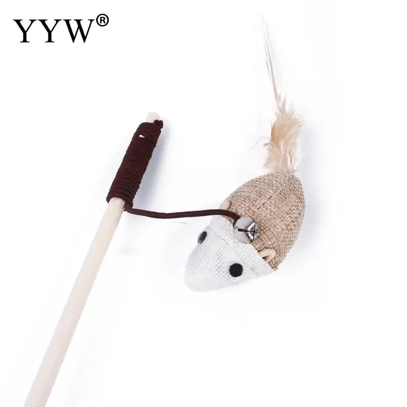4 Funny Cat Toy Pet Cat Interactive Toy Wooden Cat Toys For Cats With Feather Cat Teaser Rod Bar Wooden Protecting Furniture Claws - Цвет: 4