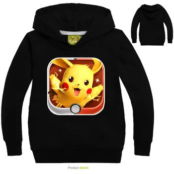 

Children Cute Pokemon Hoodie Kids Kawaii Flash Pikachu Sweatshirts Casual Boy Girl Hooded Sportswear Child Cartoon Pullover Gift