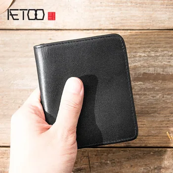 

AETOO Head leather men's wallet, men's short leather wallet, young woman wallet, casual ultra-thin wallet