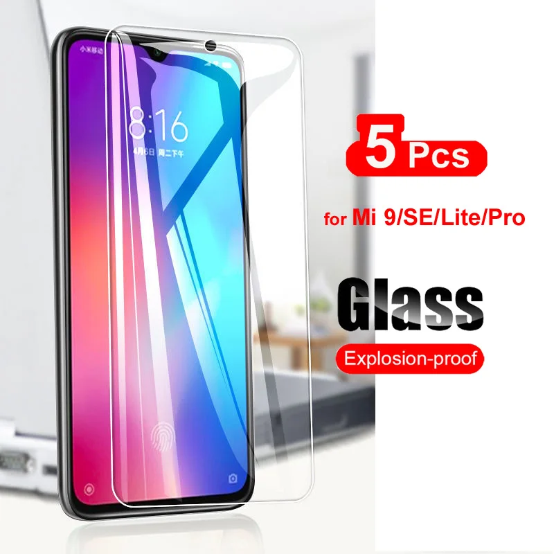 5Pcs Screen Protector Glass For Xiaomi Mi 9 SE Mi9 Lite 9T Pro