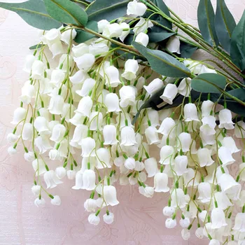 

80cm 4 Forks Wedding Decor Artificial Silk Wisteria Flower Vines Campanula Flower Hanging Rattan Floral Garland For Home Garden