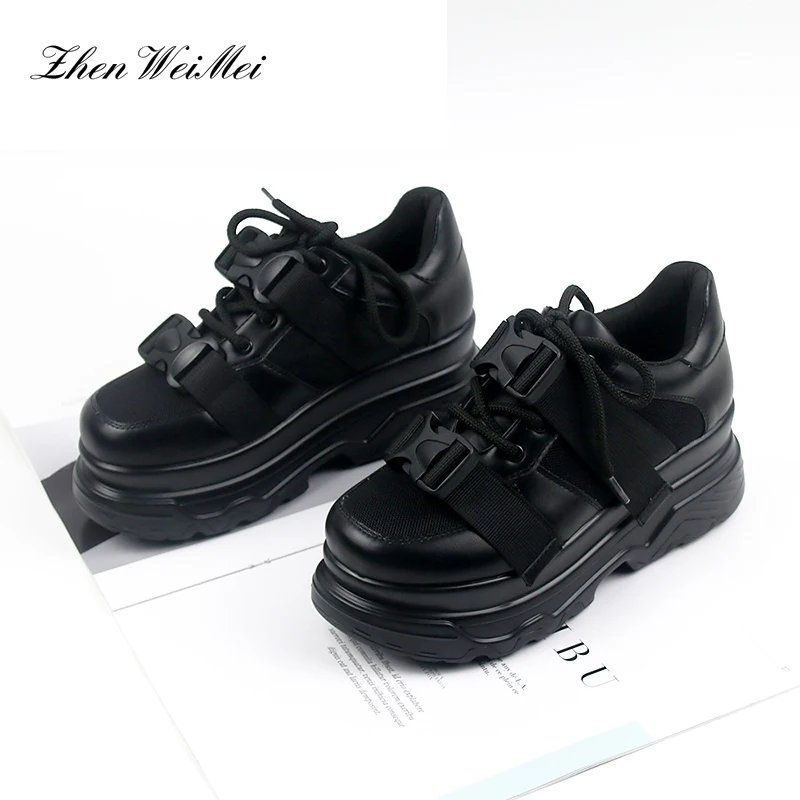 Сезон весна осень женские белые кроссовки из сетчатой кожи на платформе с