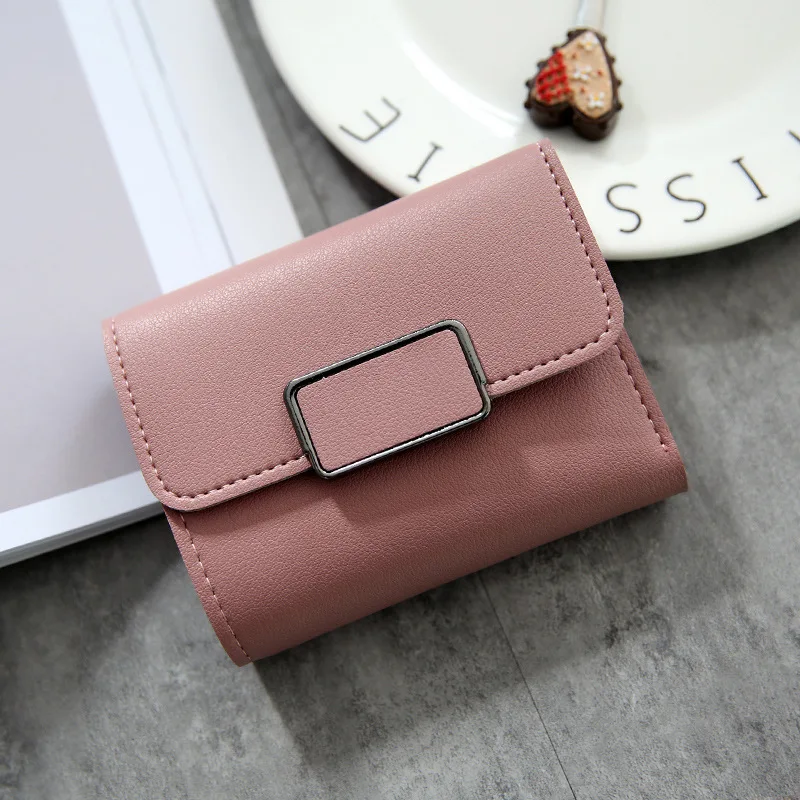 Square-DarkPink Женские кошельки, Маленький модный брендовый кожаный кошелек для женщин, женская сумка для карт, клатч, Женский кошелек, кошелек с зажимом для денег - Цвет: Square-DarkPink