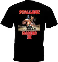 Rambo III V1 футболка черный плакат все размеры S-XXL-5XL Хлопок Уличная забавная футболка