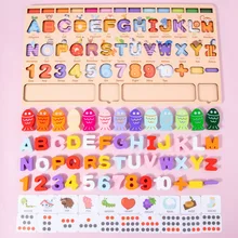 Planche logarithmique de pêche magnétique en bois pour enfants, Puzzle, chiffres, Cognition, jeu de correspondance des lettres