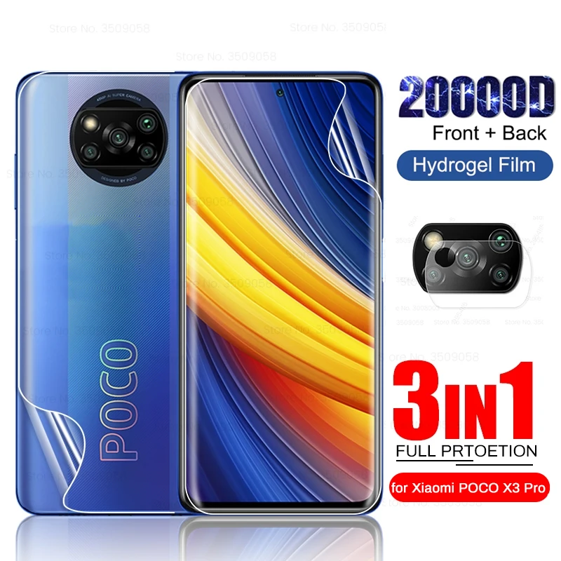 Гидрогелевая пленка для Poco X 3 Pro X3 NFC GT Защитная экрана и объектива камеры Little Poko M3