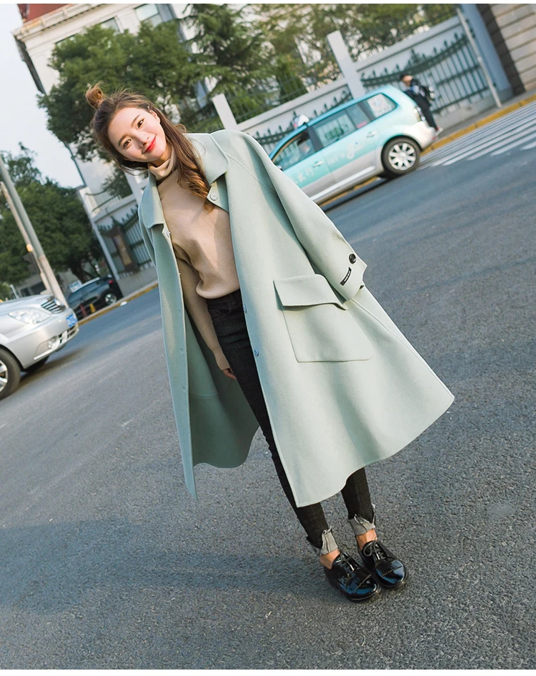 pregnant women woolen coat fashion Korean spring and autumn new long paragraph loose large size woolen cloak coat