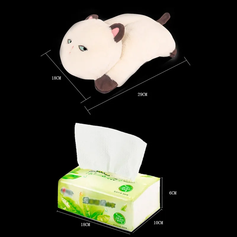  Napkin Cat Tissue Box Car Holder Cute Cartoon Cat Tissue Box Seat Back Hanging Napkin Container Hol