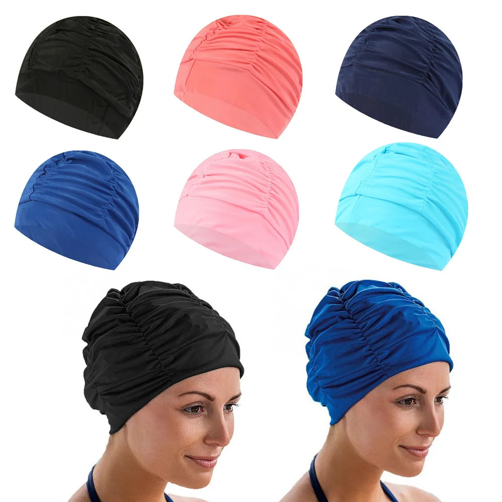 Free size Swimming Cap Sport Swim Pool Hat Elastic Nylon Turban for Men Women US 