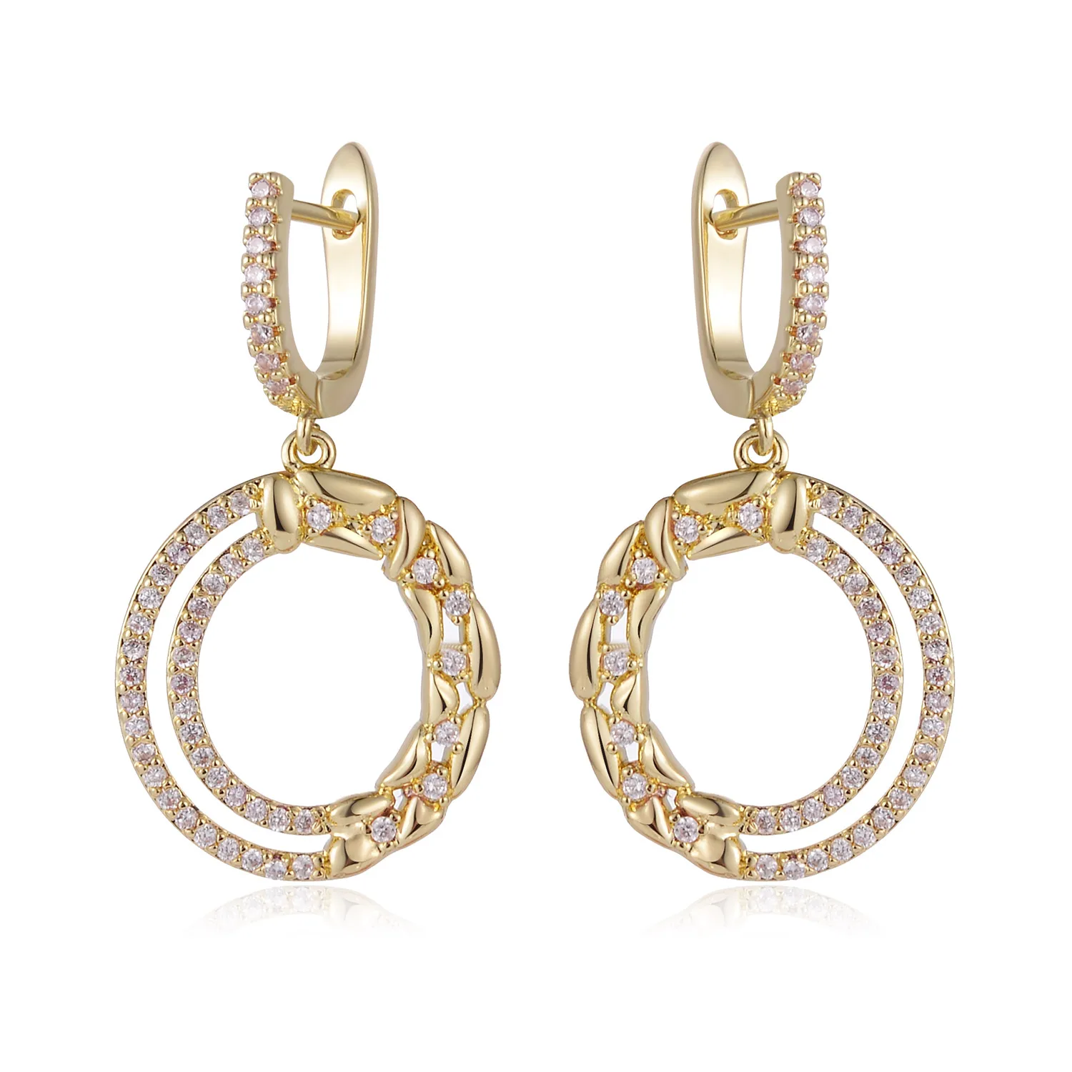 

Women's Double Hoop Drop Earrings Sparkling Small And Exquisite Banquet With Stone Inlay Fashion Refinement