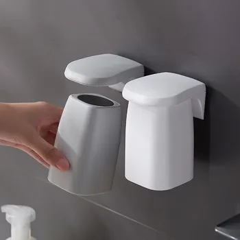 

Magnetic Bathroom Gargle Toothbrush Cup Holder Wall Mount Anti-dust Draining Mug