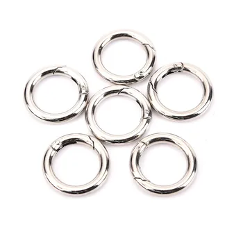 Billig 6 Stücke Silber Camping Frühling Snap Clip Haken Kreis Keychain Camping Klettern Wandern Im Freien Runde Karabiner