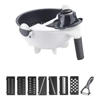 

Vegetable Slicer Cutter Set 11 in 1 Multifuntional Adjustable Julienne Slicer with Drain Basket Cheese Shredder Grater Set