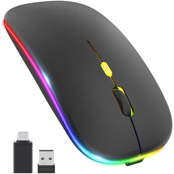 

[Upgrade] LED Wireless Mouse, Mobile Optical Office Mouse with USB & Type-C Receiver, for Laptop,