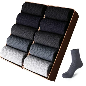 

10 Pairs Bamboo Fiber Men's Socks Breathable Deodorant Compression Socks Men Business Long Calcetines Socks Ankle Hombre