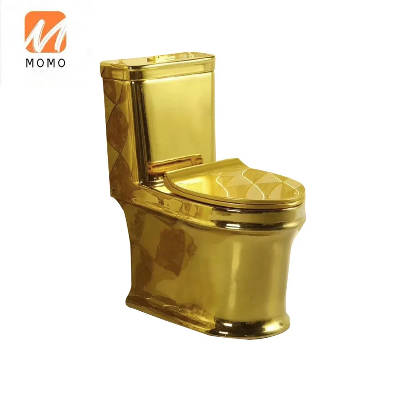 

Gold-plated toilet of local gold toilet in the hotel; water-saving and silent toilet of European-style toilet Closestool