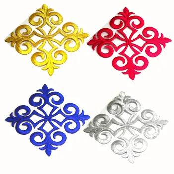 아이언 온 자수 꽃 골드 아플리케 코스프레 의상 트림, DIY 의류 패치, 8cm x 8cm, 1 피스