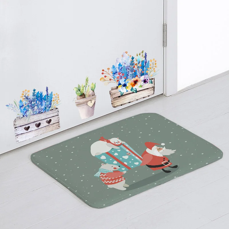 Милый Рождественский коврик с мультяшным животным белый медведь сосна снеговик кухня ванная комната Нескользящая впитывающая Подушка Санта Клаус эльф ковер - Цвет: 10