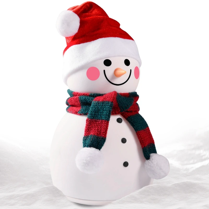 

ELEG-Night Lights for Kids Christmas Silicone Snowman Night Light Control Baby Music Rechargeable Night Lamp Gift for Birthday,