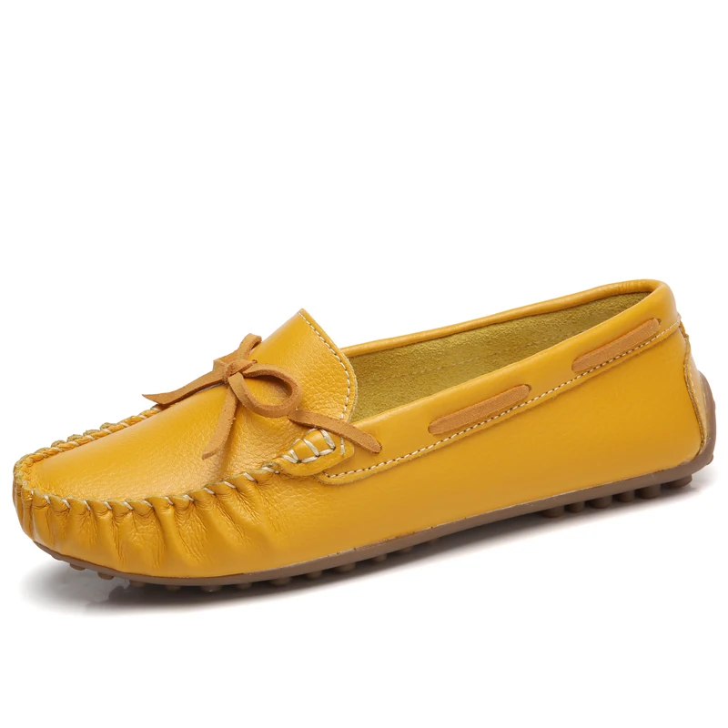 

YOUQIJIA Women Spring Genuine Leather Slip-On Shallow 4-Color Solid Comfortable Soft Casual shoes