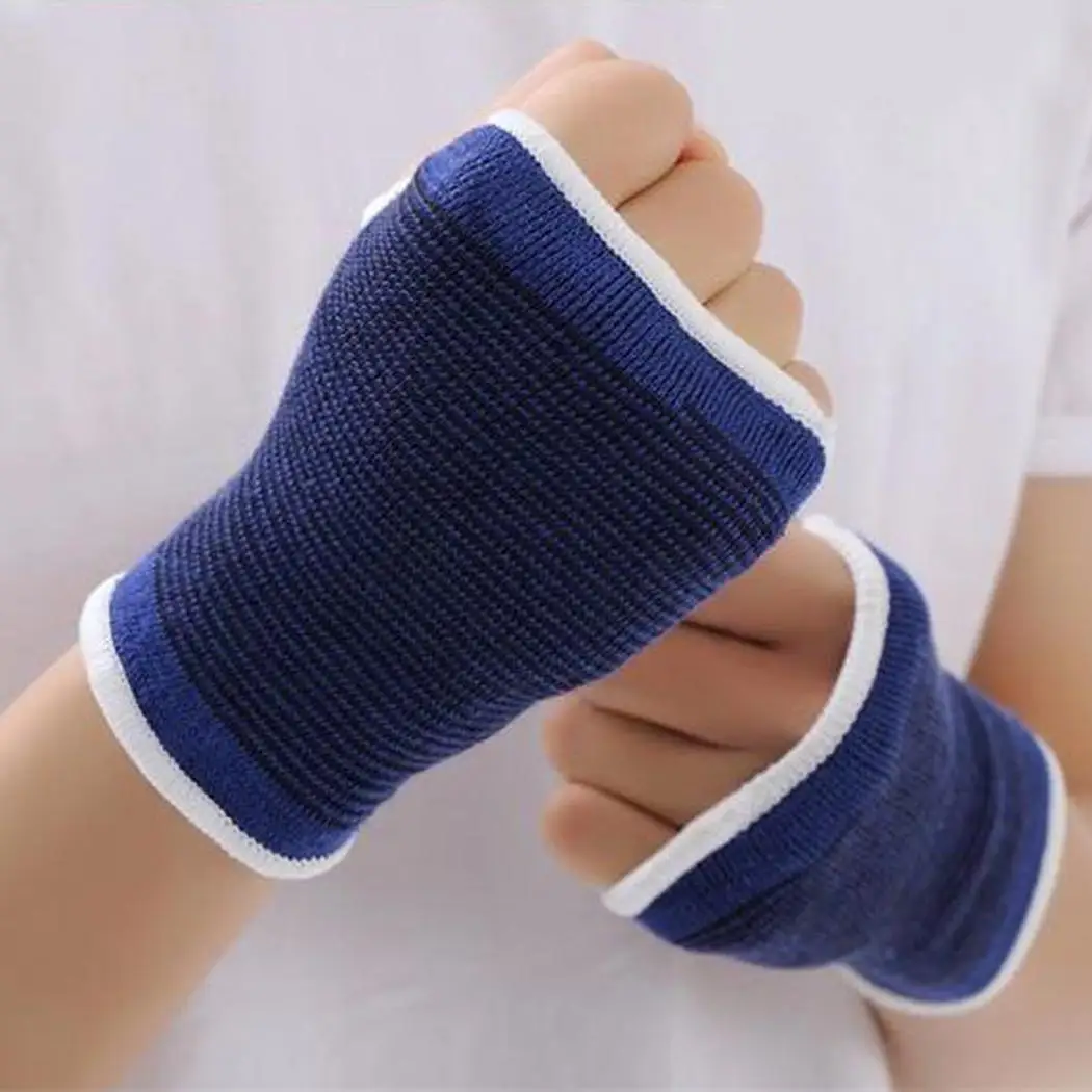 

Polyester Cotton Knit Bracer Fitness Palm Protective Blue Elastic 13.5cm the Wrist Wrap Sleeve