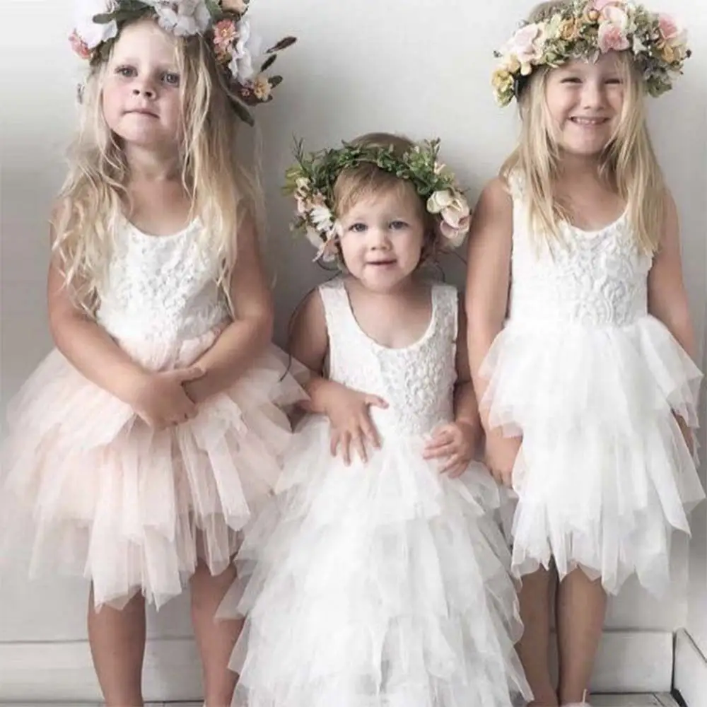 Летнее кружевное платье для девочек г. Белое платье принцессы с открытой спиной для девочек-подростков необычное платье-пачка розового цвета для детей от 2 до 8 лет