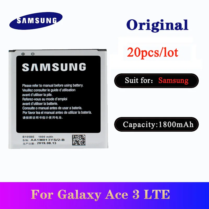 

20pcs/lot Battery B105BE For Samsung Galaxy Ace 3 LTE GT-S7275 S7275B S7275T S7275R Galaxy Light T399 Original batteria 1800mAh