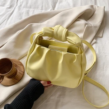 

FANTASY 2020 Spring Summer Newest Style Bow Folds Design Cloud Bag For Women Wild Cute Travel Handbag PU Shoulder Bag 4 Colors