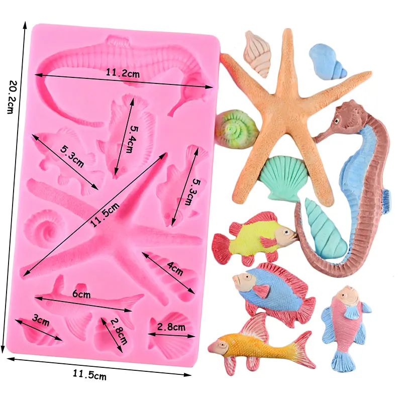 Морские животные границы силиконовые формы морской конек раковины Раковины Морская звезда инструменты для украшения тортов из мастики конфеты глина форма для шоколадной мастики