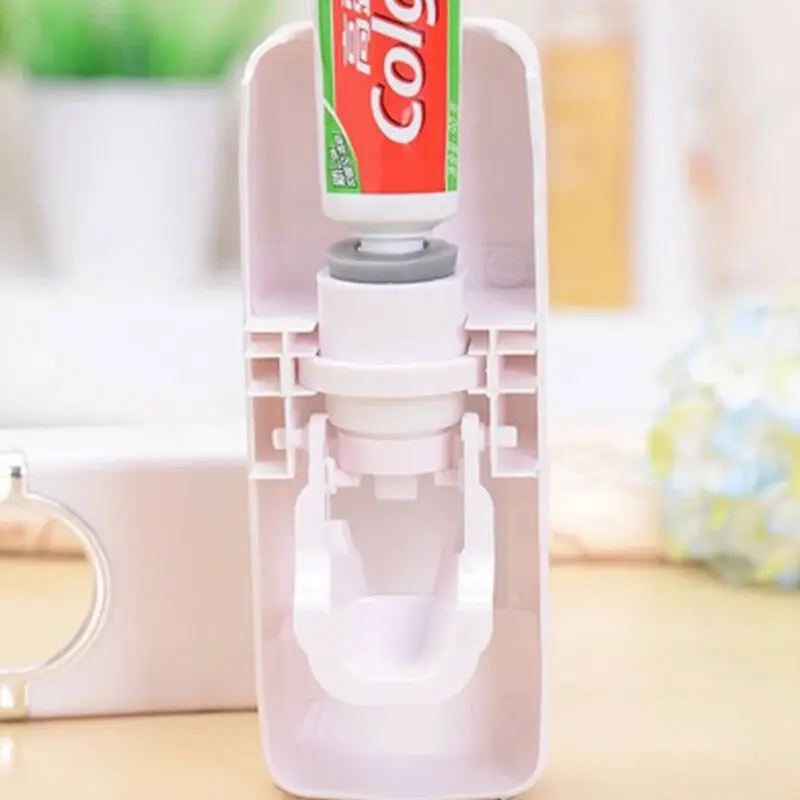 New trendy White Automatic Toothpaste Dispenser Toothpaste Toothbrush Holder Home Bathroom Wall Mount Stand Storage Rack White