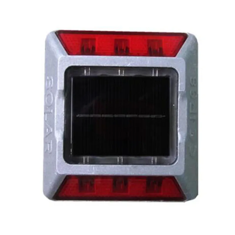 Flat type 6pcs Continus LED Light Aluminum Solar Road Stud for traffic safety with RED Continus LED Light - Color: Flat type