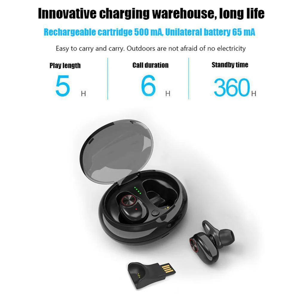 V5 TWS Bluetooth наушники водонепроницаемые настоящие Беспроводные наушники с зарядным чехлом