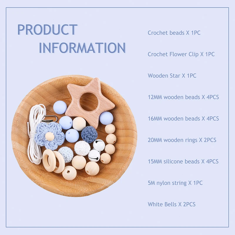 Деревянный прорезыватель, деревянные бусины, набор, сделай сам, детский прорезыватель, ожерелье, игрушка, Коал, деревянный грызун, соска, цепь, зажим, нейлоновая веревка для девочки, мальчика, подарок