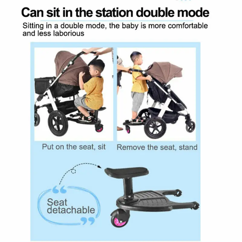 

Portable Kids Safety Comfort Wheeled Pushchair Stroller Step Board Up To 25Kg