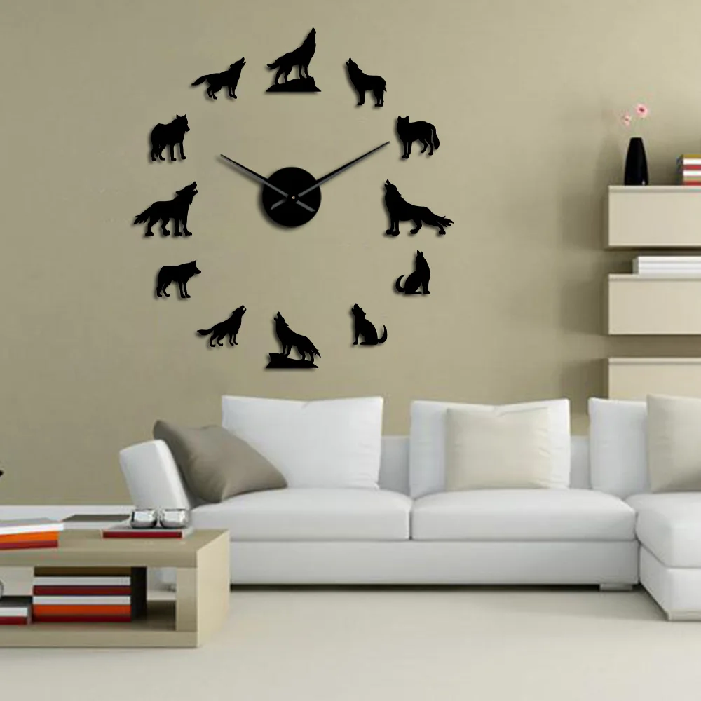 Unique Wolf Animal-Shaped DIY Wall Clock