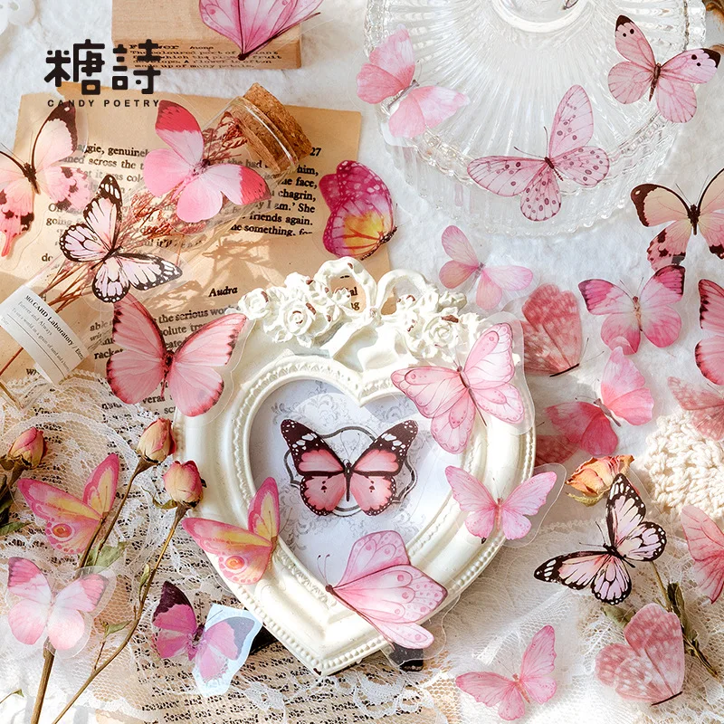 

40Sheets/Pack Kawaii Cute Butterfly PET Diary Planner Stickers Scrapbooking School Office Supplies sl3034