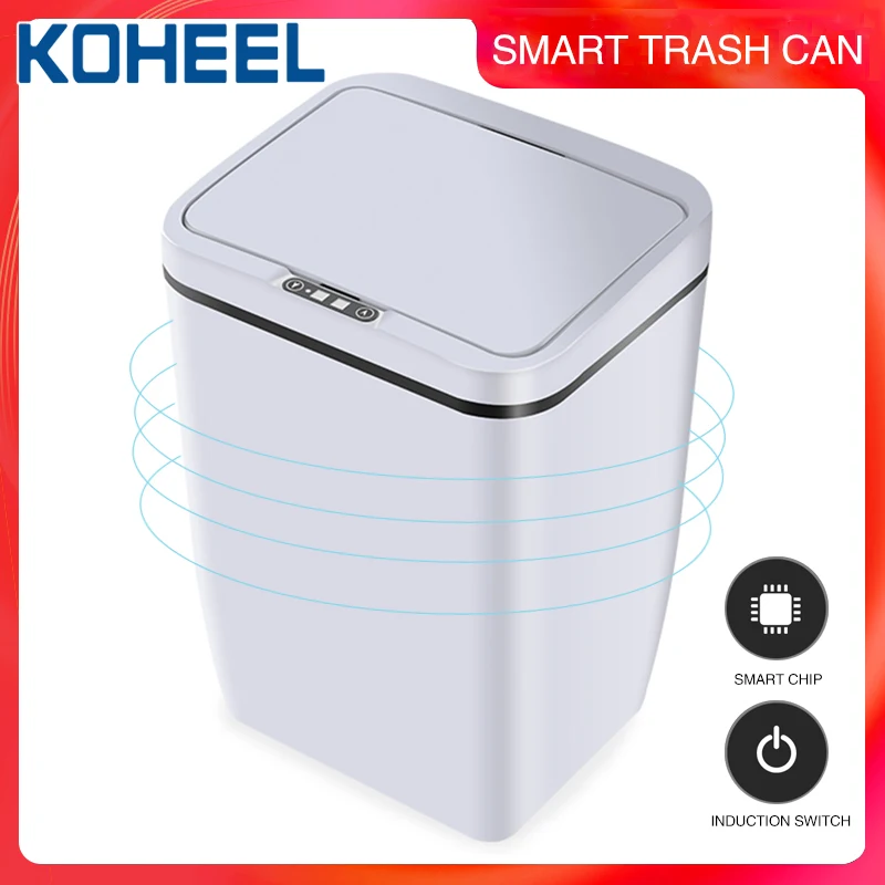 

Smart Trash Can Automatic Touchless Sensor Kitchen And Bathroom Toilet Trash Opening Sensor Eco-friendly Waste Garbage Bin