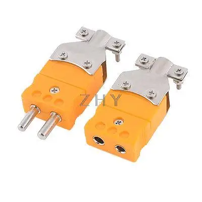 

Screw Fixed K Type Male Female Sockets Thermocouple Plugs Orange
