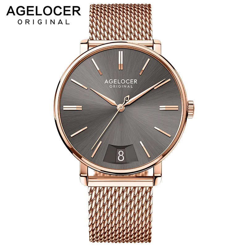AGELOCER Relogio Masculino швейцарские часы мужские Кварцевые водонепроницаемые 50 м