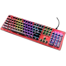 СТИМ панк механическая клавиатура Keyclick Металл Ретро Круглый Запчасти задняя светильник клавиатура для геймеров полностью штепсельная Вилка для рабочего стола, Интернет бар
