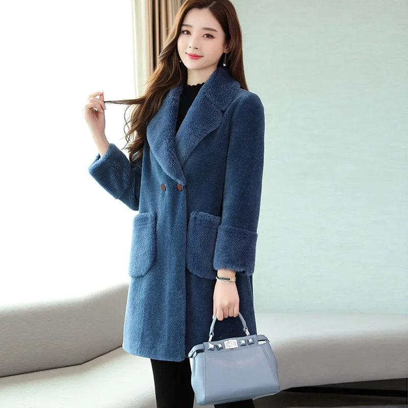 

Winter Lambs Wools Woman Coat Medium And Long Section 2019 New Korean Womans Coat Loose